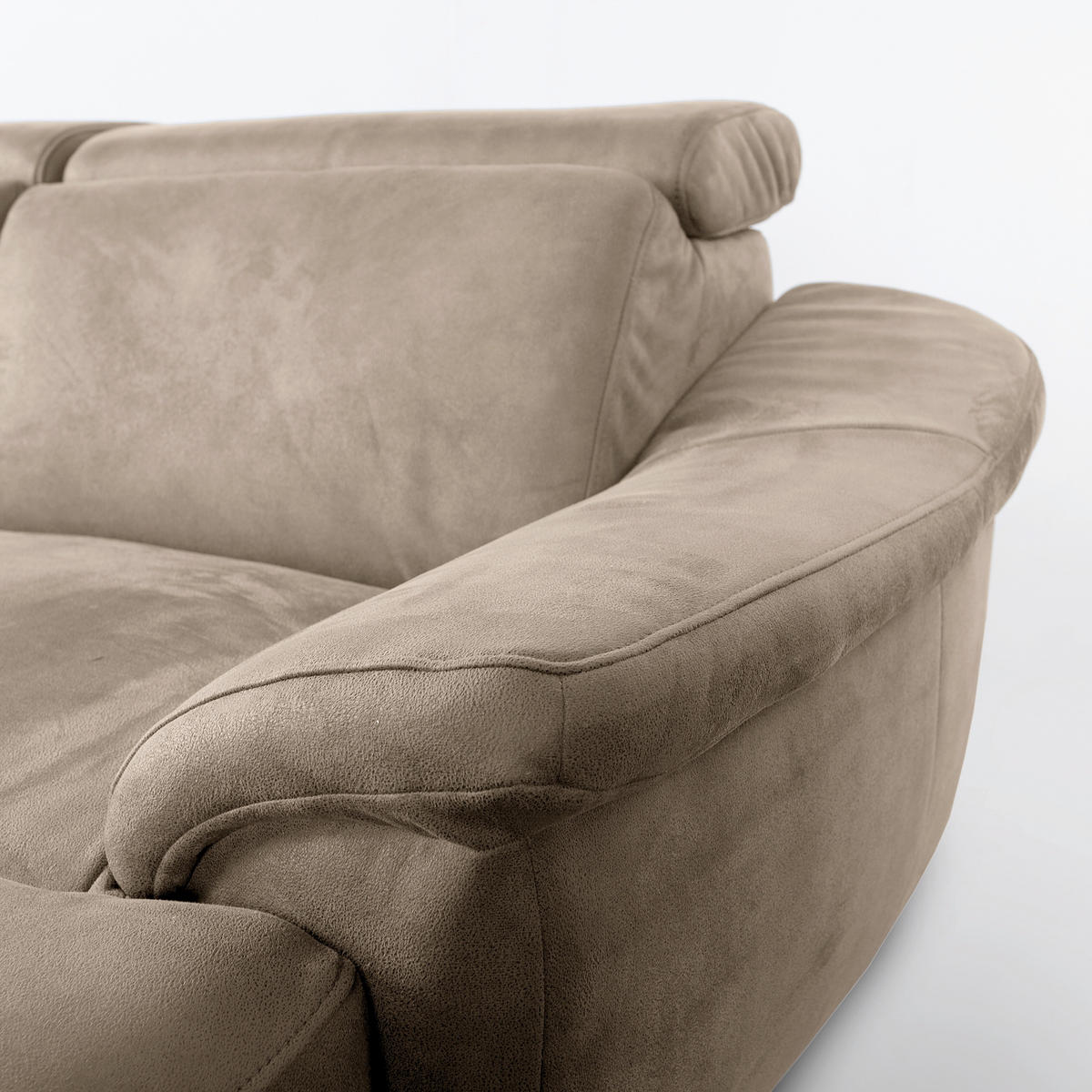 WOHNLANDSCHAFT Mikrofaser Taupe  - Taupe/Naturfarben, Design, Holz/Textil (273/347/238cm) - Livetastic