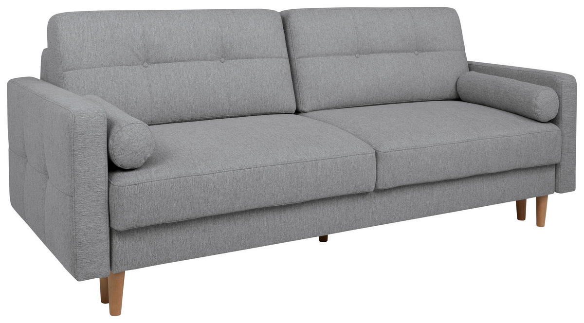 SCHLAFSOFA Flachgewebe Hellgrau  - Eiche Wotan/Hellgrau, KONVENTIONELL, Holz/Textil (222/93/99cm) - MID.YOU