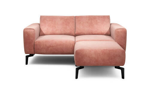 Zweisitzer inkl. Hocker in Samt Rosa  - Schwarz/Rosa, Design, Textil/Metall (180/86/86-94cm) - SENSOO