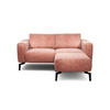 Zweisitzer inkl. Hocker in Samt Rosa  - Schwarz/Rosa, Design, Textil/Metall (180/86/86-94cm) - SENSOO