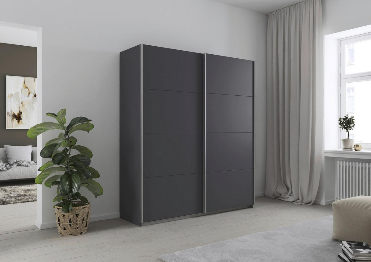SCHWEBETÜRENSCHRANK 181/210/62 cm,  in Grau, 2 Tür(en)  - Alufarben/Grau, KONVENTIONELL, Holzwerkstoff/Kunststoff (181/210/62cm) - home24