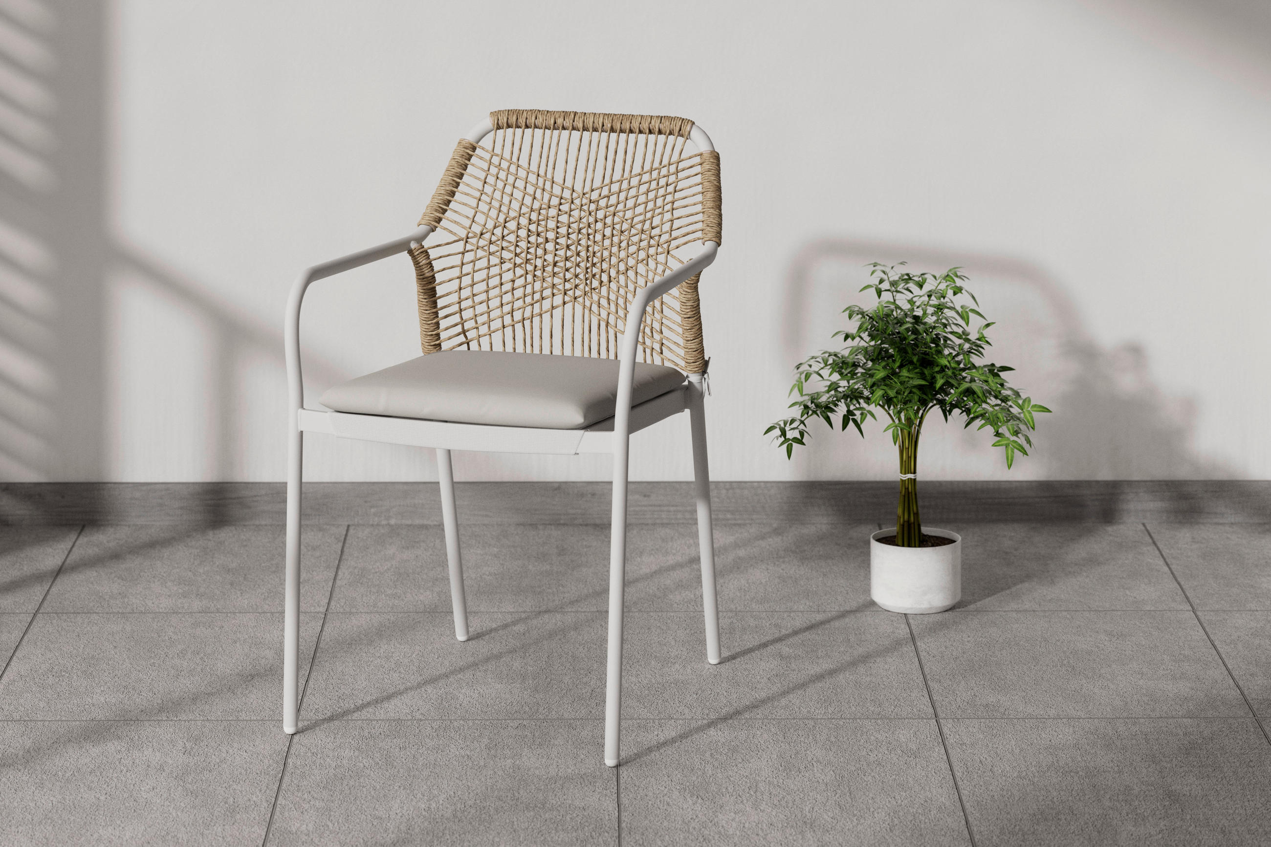 GARTENSTUHL Eisen Grau, Weiß  - Weiß/Grau, MODERN, Kunststoff/Textil (54.5/84/64cm) - Ambia Garden