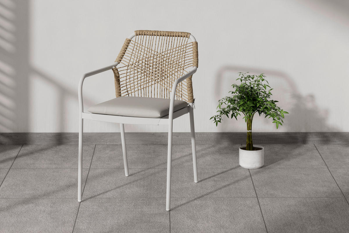 GARTENSTUHL Eisen Grau, Weiß  - Weiß/Grau, MODERN, Kunststoff/Textil (54.5/84/64cm) - Ambia Garden