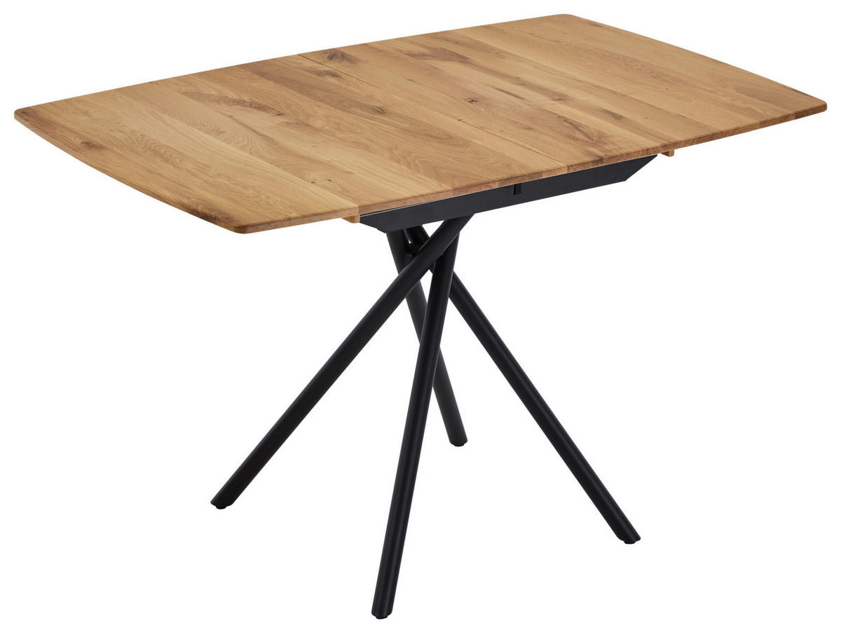 ESSTISCH Eichefarben bootsförmig  ausziehbar, Gestellauswahl  - Eichefarben/Schwarz, Design, Holz/Metall (120-160/80/76cm) - Valdera