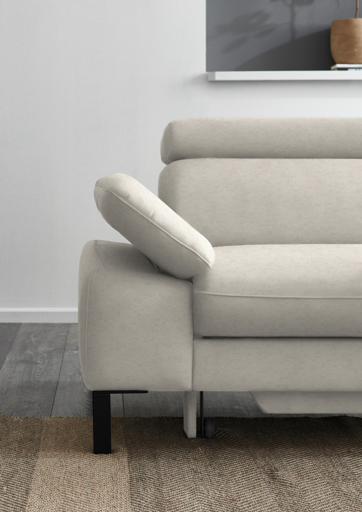 ECKSOFA in Flachgewebe Beige  - Beige/Schwarz, Design, Holzwerkstoff/Textil (272/217cm) - Pure Home Comfort