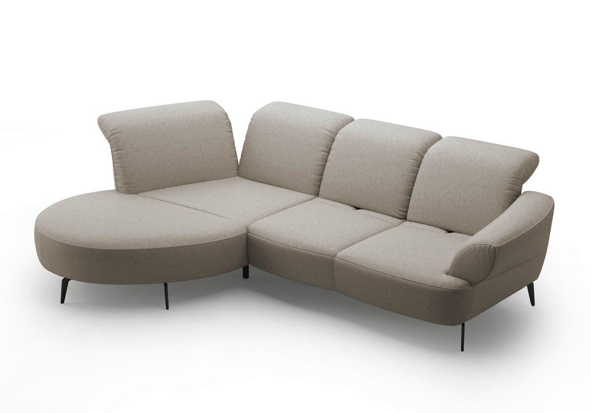 ECKSOFA DANCE E Taupe Flachgewebe  - Taupe/Schwarz, MODERN, Textil/Metall (208/313cm) - Sit & More