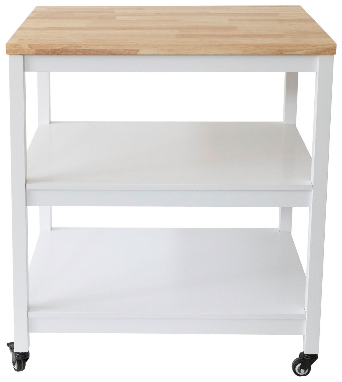 SERVIERWAGEN Kautschukholz vollmassiv Weiß  - Schwarz/Weiß, Basics, Holz/Holzwerkstoff (79/90/60cm) - MID.YOU