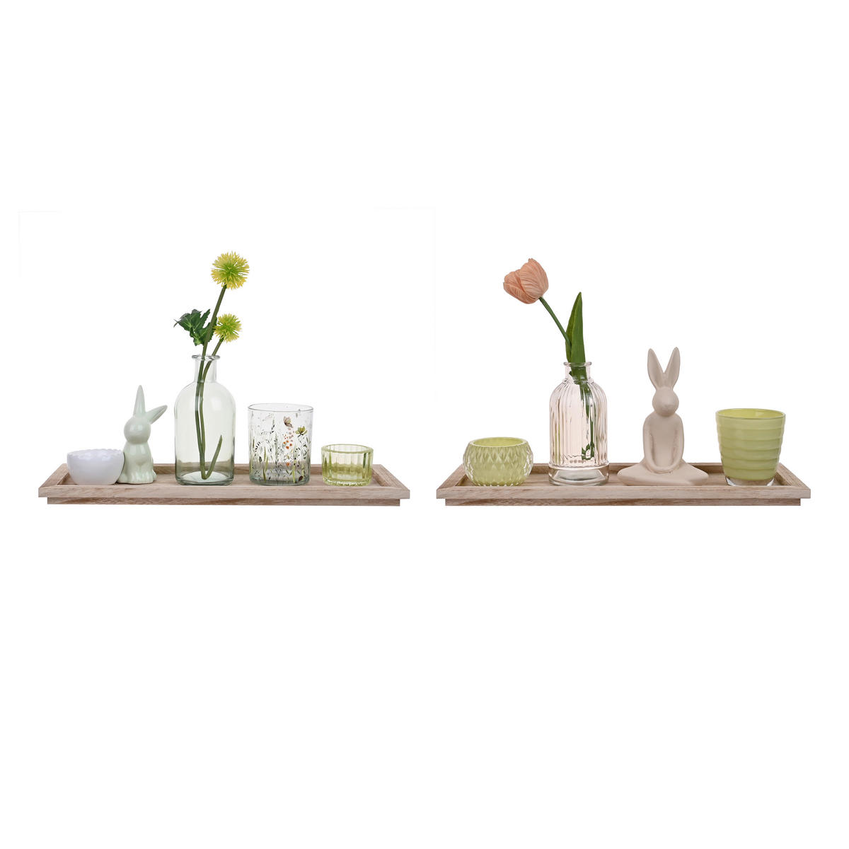 KERZENHALTER-SET - Multicolor, LIFESTYLE, Glas/Holz