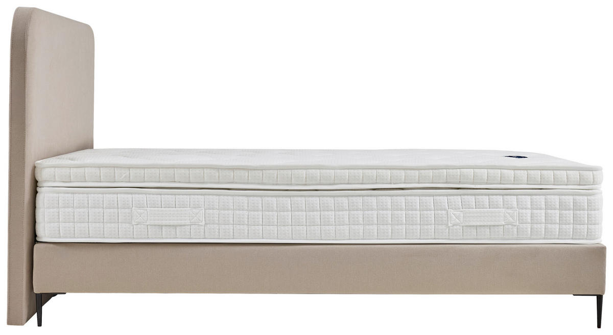 BOXSPRINGOVÁ POSTEĽ, 180/200 cm, béžová - čierna/prírodná farba, Modern, kov/kompozitné drevo (180/200cm) - MID.YOU