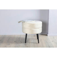 HOCKER Samt Schwarz, Beige  - Beige/Schwarz, Design, Textil/Metall (40/40/40cm) - Livetastic