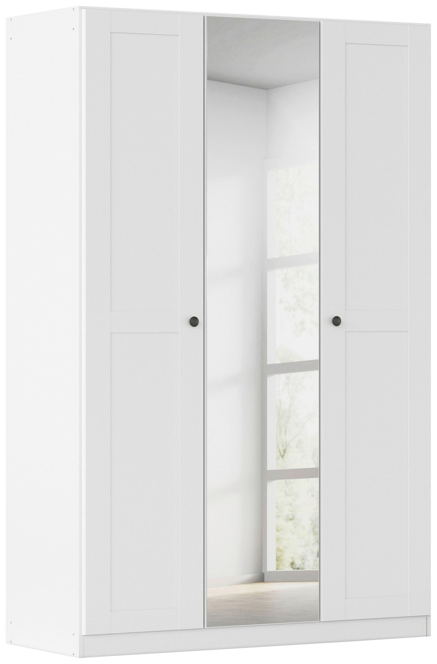 DREHTÜRENSCHRANK 135/210/54 cm,  in Weiß, 3-türig  - Schwarz/Weiß, KONVENTIONELL, Glas/Holzwerkstoff (135/210/54cm) - home24