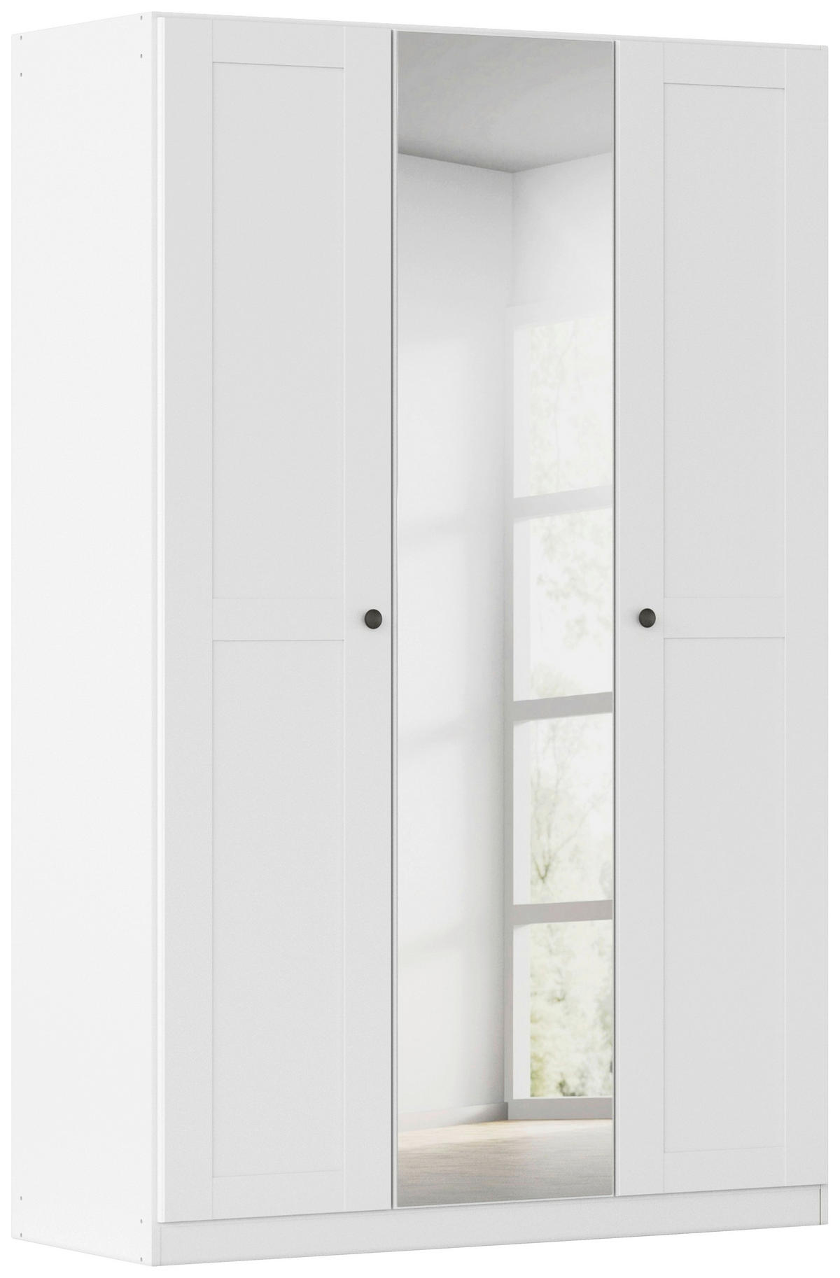 DREHTÜRENSCHRANK 135/210/54 cm,  in Weiß, 3-türig  - Schwarz/Weiß, KONVENTIONELL, Glas/Holzwerkstoff (135/210/54cm) - home24