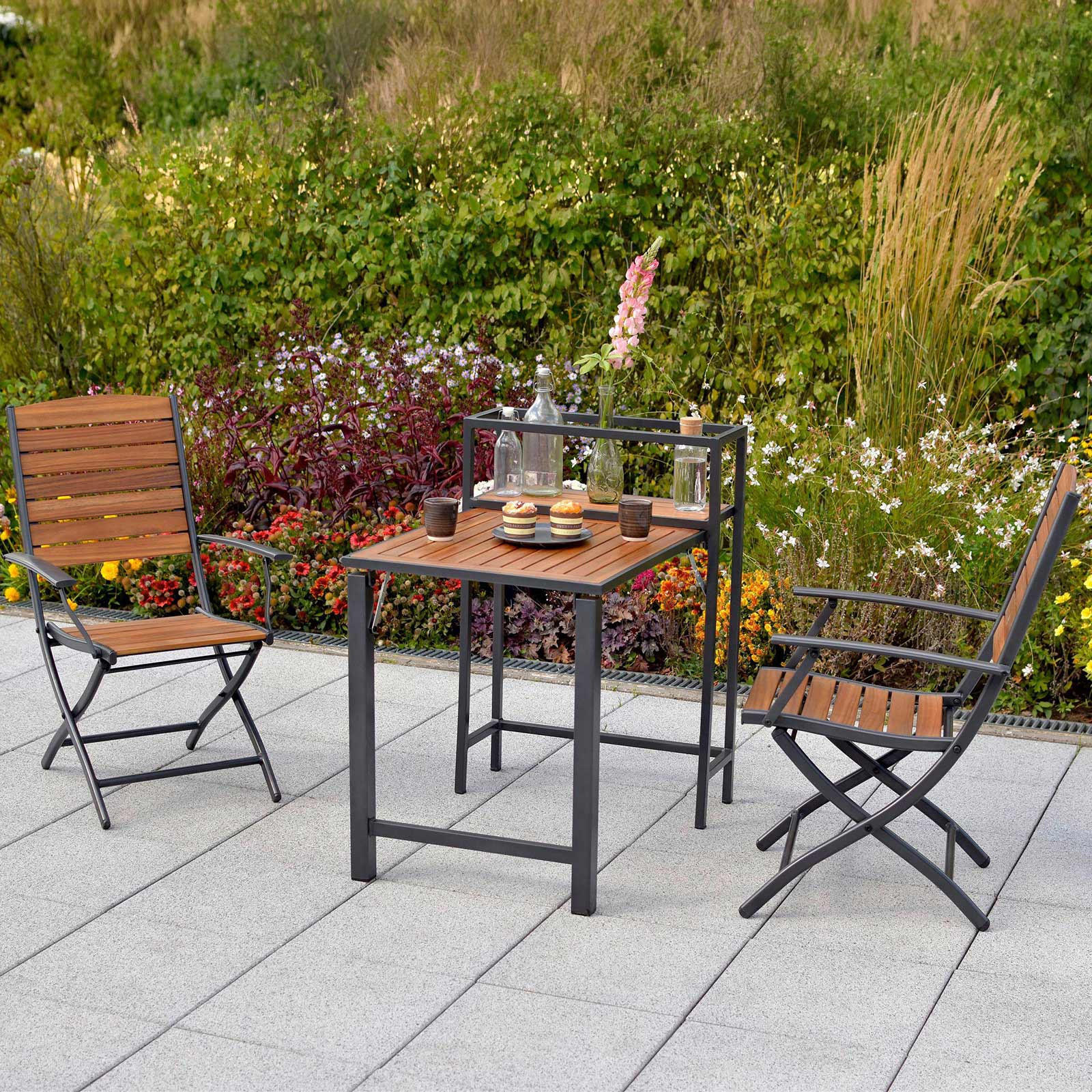 SET ZA BALKON  les, kovina   naravne barve naravne barve barve grafita, naravne barve    - barve grafita/naravne barve, Moderno, kovina/les - Gardenson