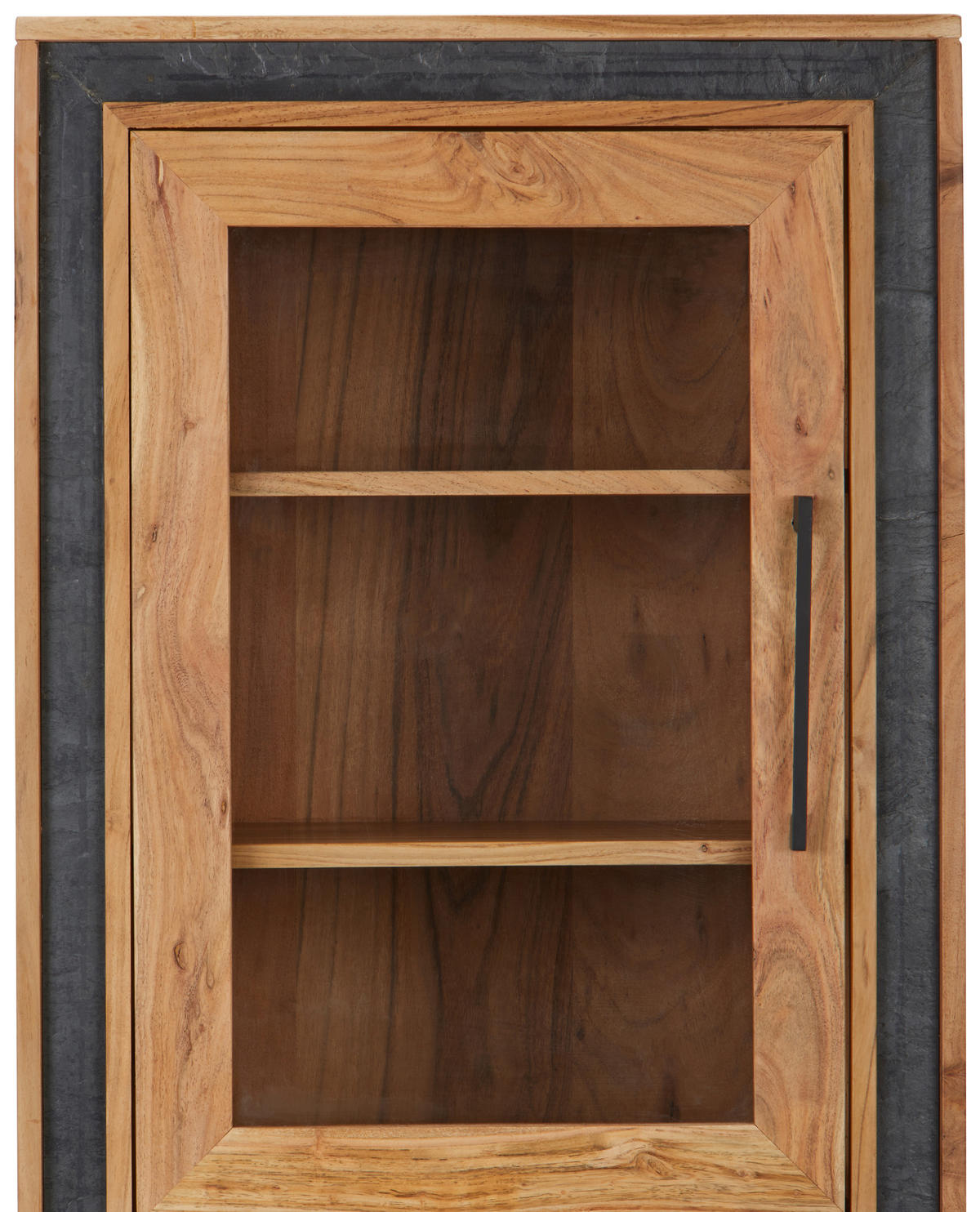 VITRINE in vollmassiv Akazie Schwarz, Akaziefarben  - Schwarz/Akaziefarben, Lifestyle, Glas/Holz (60/185/40cm) - MID.YOU