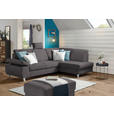 ECKSOFA in Flachgewebe Graubraun 255/186 cm - Graubraun/Silberfarben, KONVENTIONELL, Holz/Textil (255/186cm) - Cantus