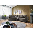 ECKSOFA in Chenille Dunkelbraun  - Dunkelbraun/Schwarz, Design, Kunststoff/Textil (194/307cm) - Carryhome