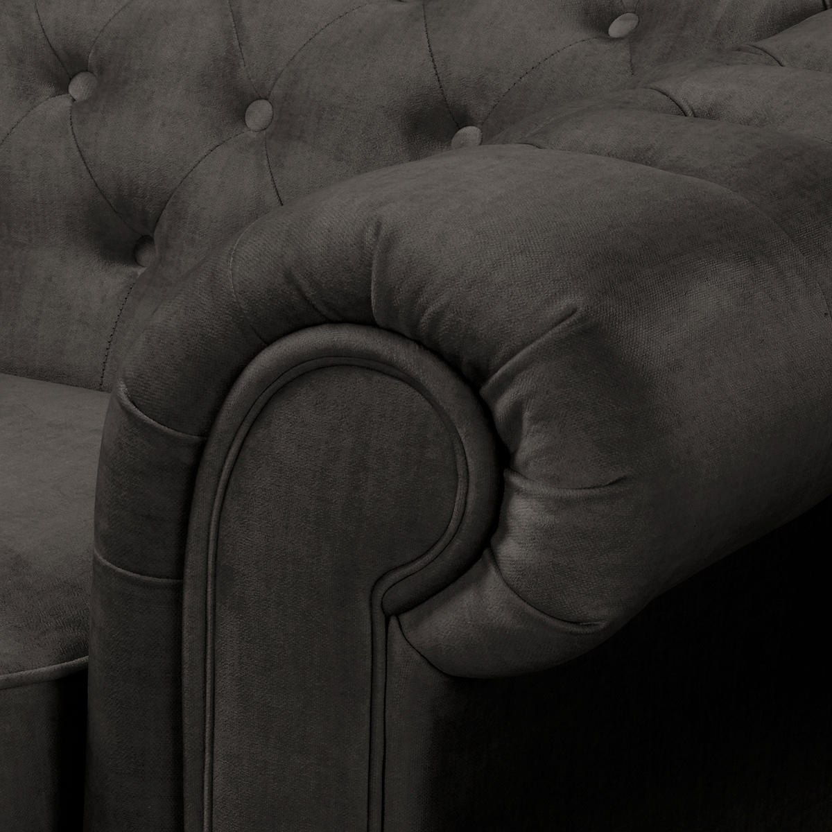 SCHLAFSOFA Mikrofaser Anthrazit Armteil links, Armteil rechts  - Anthrazit/Braun, Design, Holz/Textil (190/74/91cm) - P & B