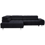 ECKSOFA in Webstoff Schwarz  - Dunkelgrau/Silberfarben, Design, Textil/Metall (201/295cm) - Hom`in