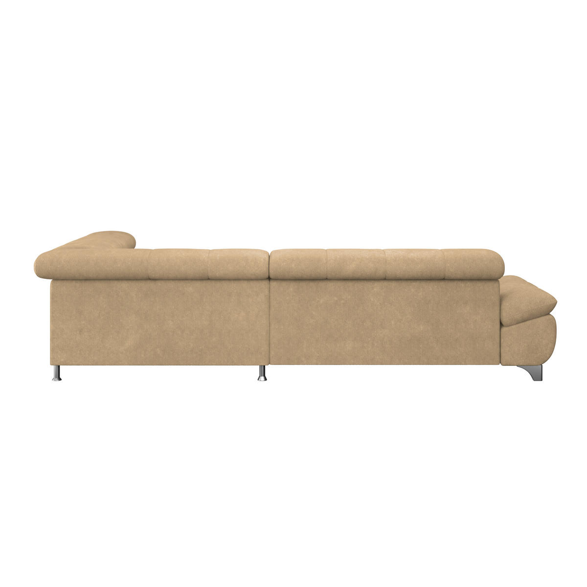 ECKSOFA Sandfarben Chenille  - Sandfarben/Chromfarben, KONVENTIONELL, Textil/Metall (312/234cm) - Livetastic