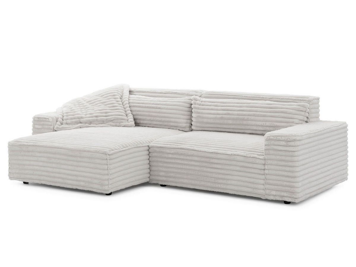 ECKSOFA Cord Hellgrau  - Hellgrau/Schwarz, Design, Kunststoff/Textil (251/142cm) - P & B