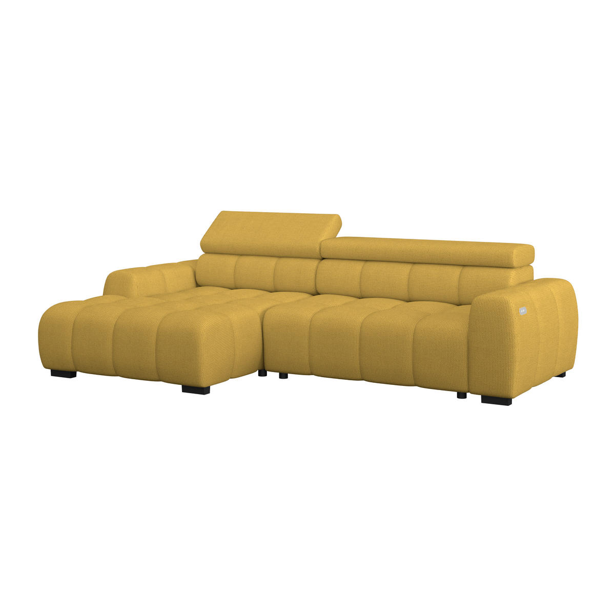 ECKSOFA Senfgelb Webstoff  - Senfgelb/Schwarz, Trend, Kunststoff/Textil (168/285cm) - Livetastic