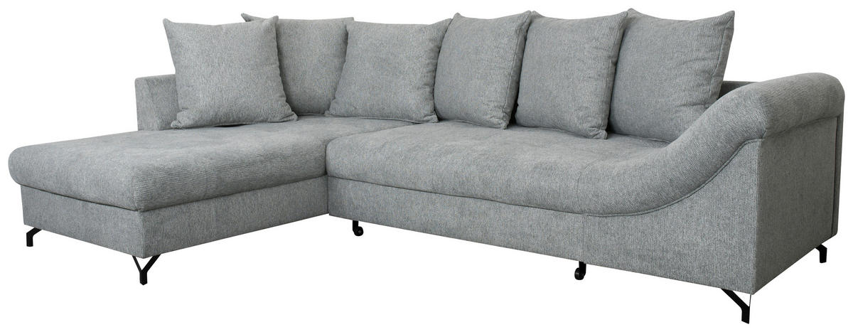 SEDEŽNA GARNITURA, tkanina siva  - siva/črna, Design, kovina/tekstil (190/90/270cm) - Carryhome