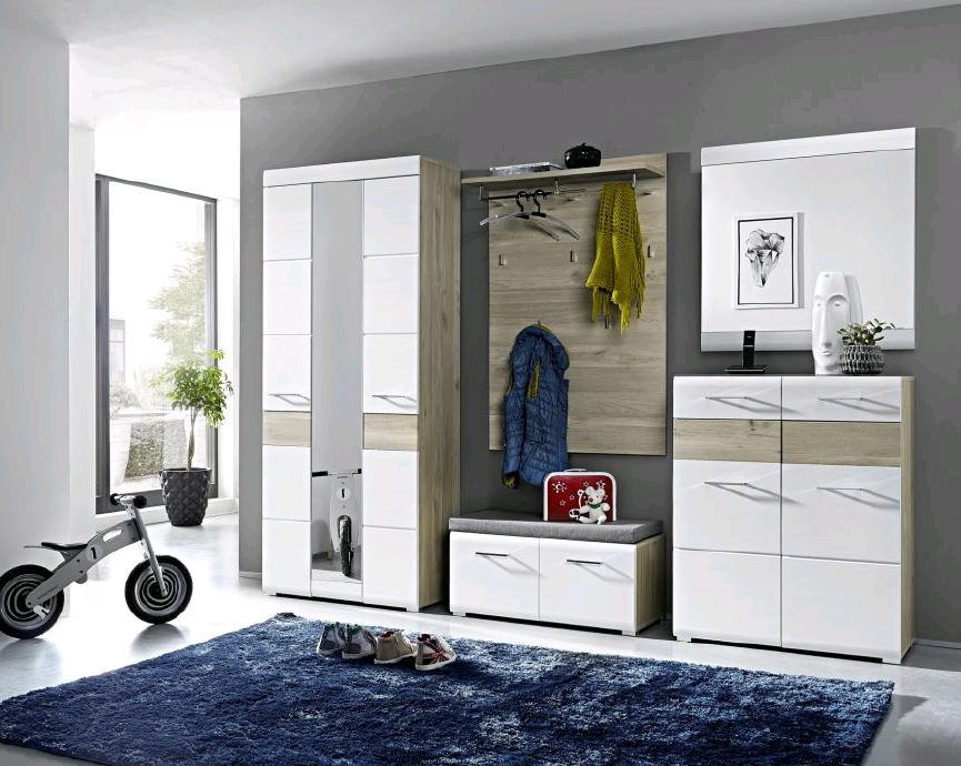 GARDEROBENSCHRANK Eiche Weiß, Eichefarben - Chromfarben/Eichefarben, Basics, Holzwerkstoff/Metall (84/200/40cm) - Carryhome