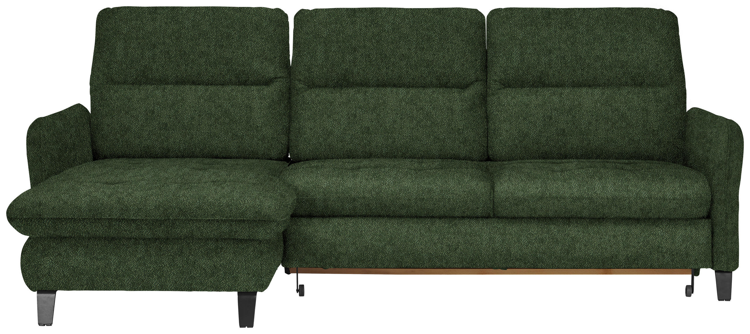 ECKSOFA Olivgrün Flachgewebe  - Schwarz/Olivgrün, KONVENTIONELL, Textil/Metall (190/254cm) - Livetastic