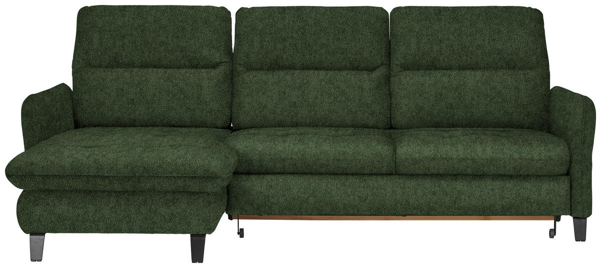 ECKSOFA Olivgrün Flachgewebe  - Schwarz/Olivgrün, KONVENTIONELL, Textil/Metall (190/254cm) - Livetastic