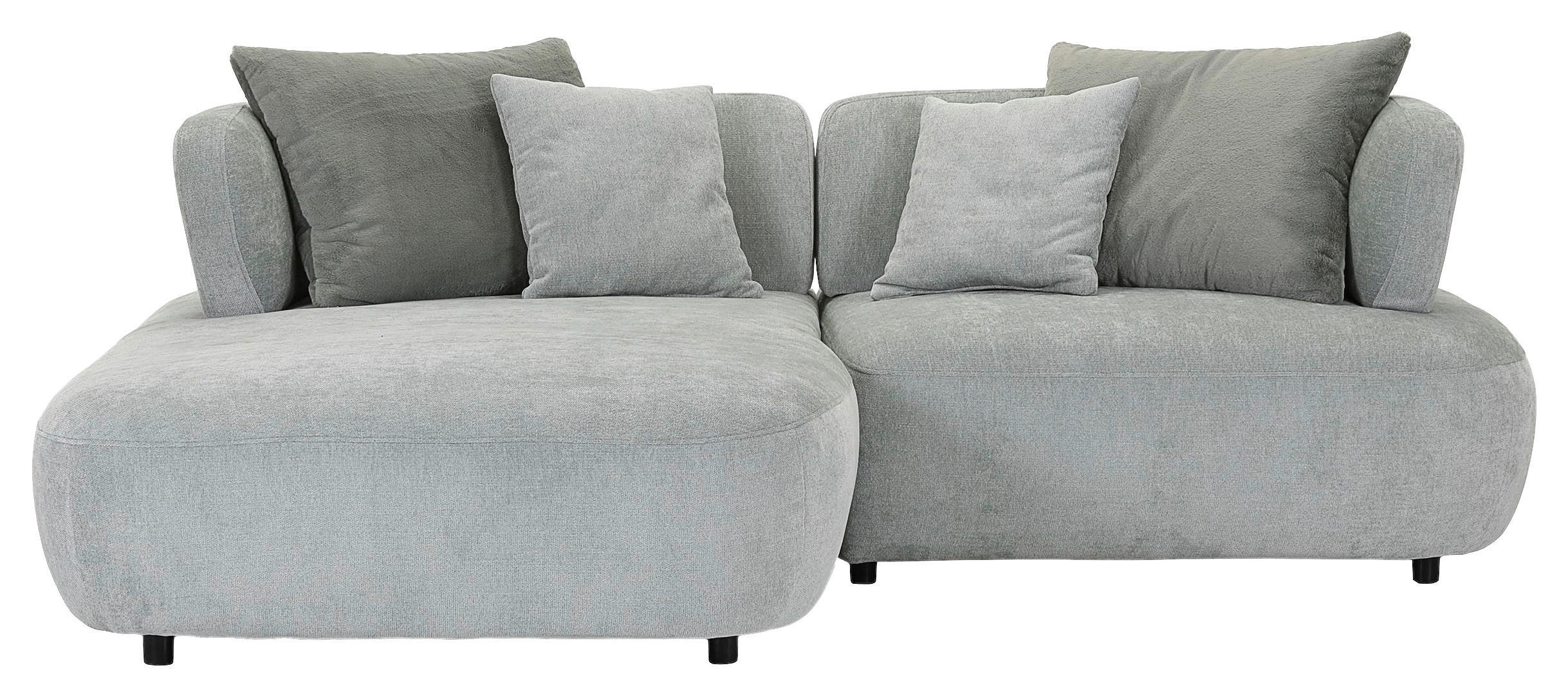 ECKSOFA Mintgrün Flachgewebe Zierkissen, Rückenkissen, Rücken echt, Sitztiefenverstellung  - Salbeigrün/Schwarz, MODERN, Kunststoff/Textil (190/240cm) - Ambia Home