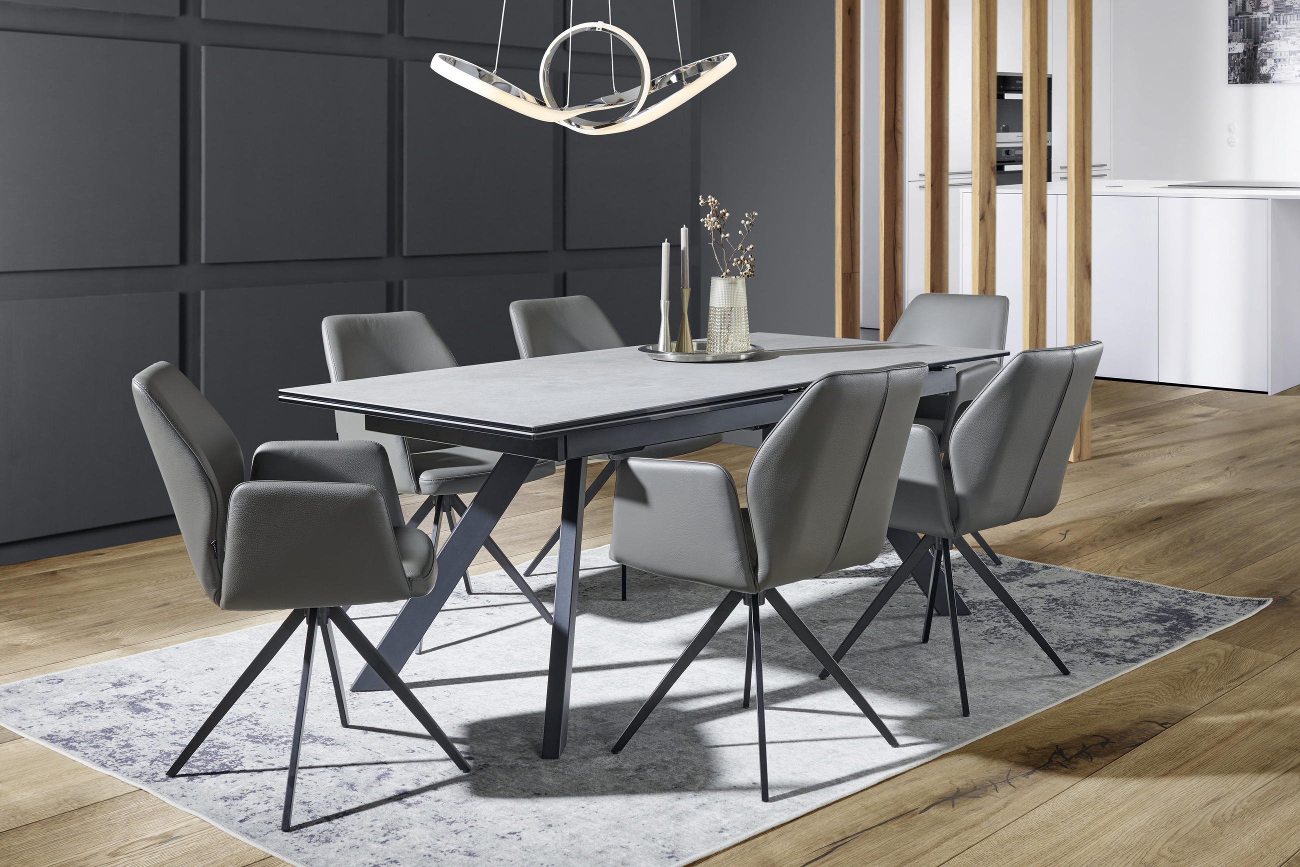 STOL MED ARMSTÖD stål äkta läder  - svart/grå, Design, metall/läder (58/88/59cm) - Novel