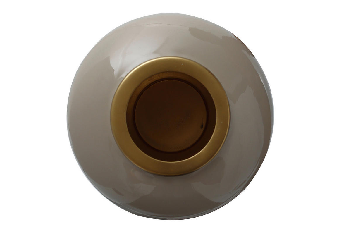 VASE 25 cm  - Taupe/Goldfarben, Trend, Metall (16/16/25cm) - Kayoom