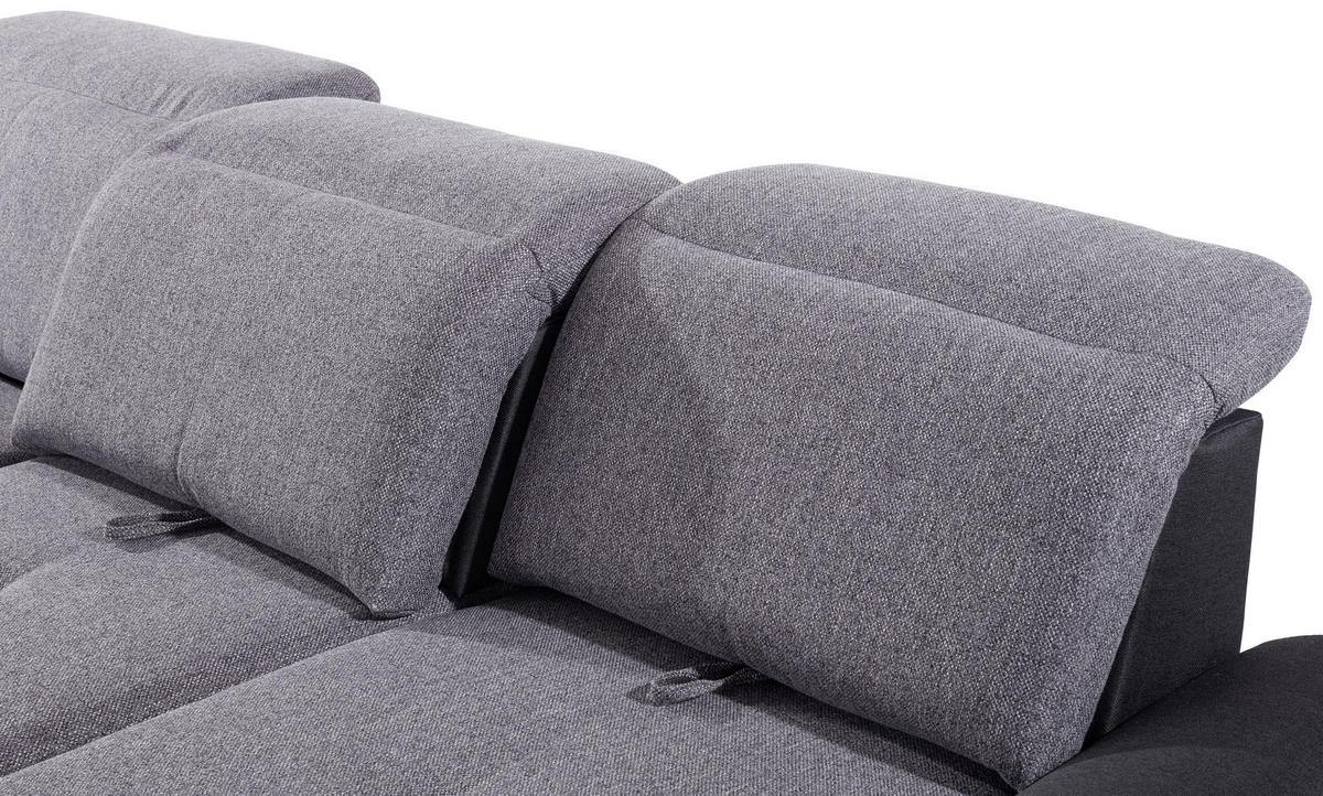 ECKSOFA in Webstoff Graphitfarben, Grau  - Silberfarben/Graphitfarben, Konventionell, Holz/Textil (203/286cm) - Livetastic
