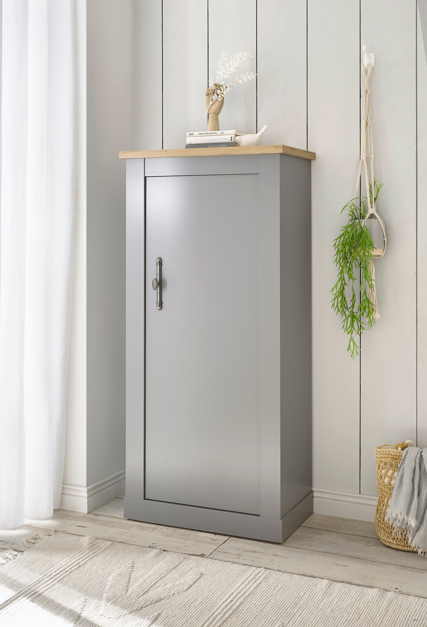 HIGHBOARD in 68/142/37 cm - Eichefarben/Silberfarben, Design, Holzwerkstoff/Metall (68/142/37cm) - MID.YOU