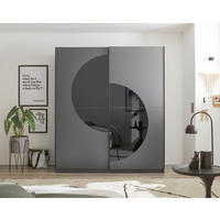 SCHIEBETÜRENSCHRANK 170,2/196,7/56 cm 2-türig  - Graphitfarben, MODERN, Glas/Holzwerkstoff (170,2/196,7/56cm) - Livetastic