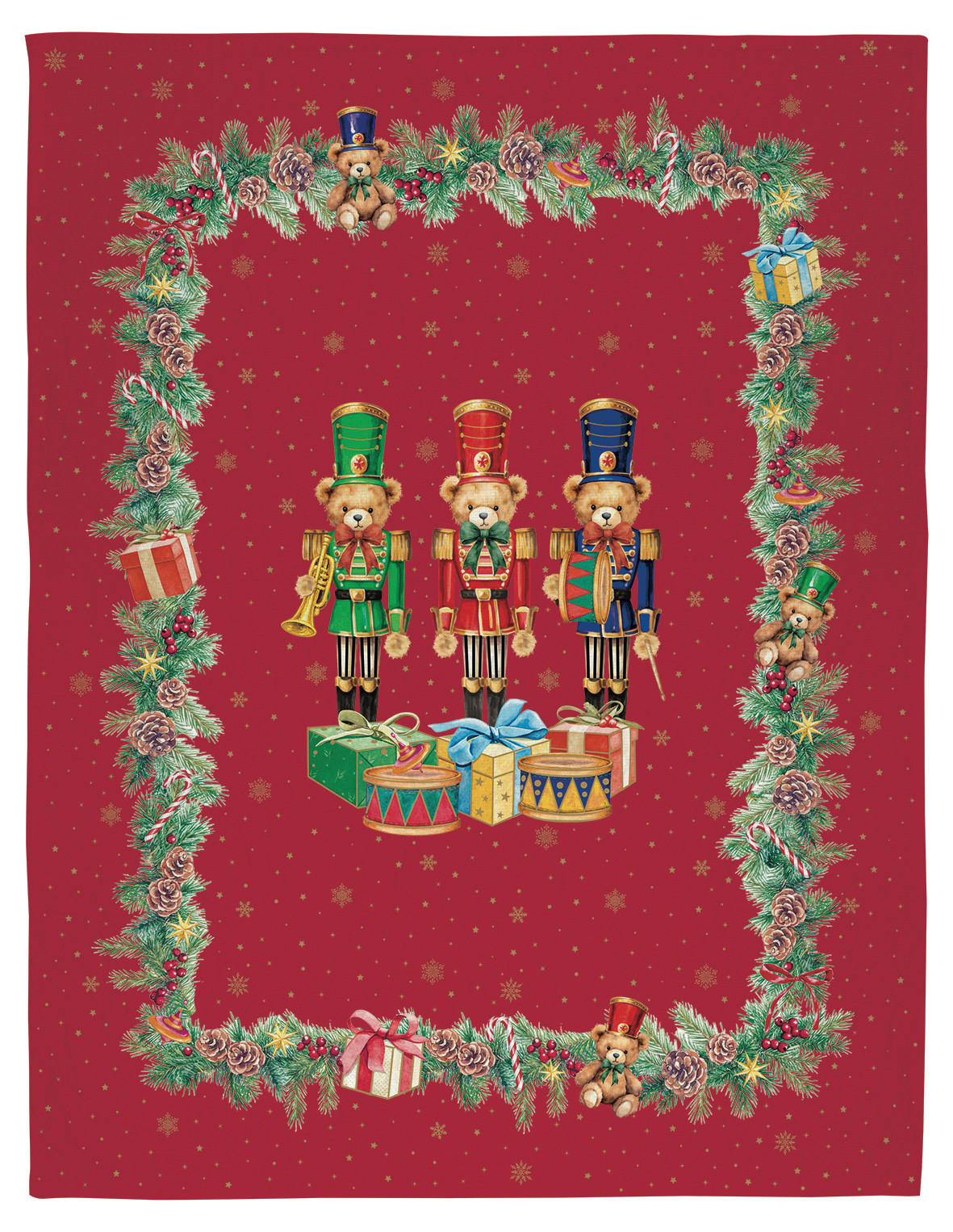 Pozzi AND Easy Life Decke Christmas Teddy Blau, Grün, Rot, Hellgelb, Pastellblau 130x170 cm