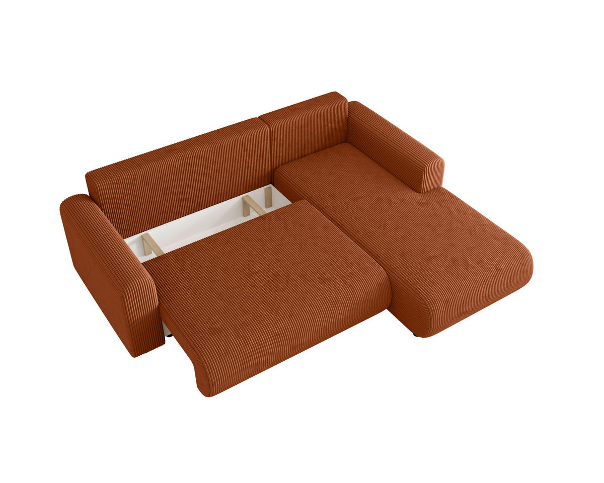 ECKSOFA inkl. Funktionen Terracotta Cord  - Terracotta/Schwarz, KONVENTIONELL, Kunststoff/Textil (260/200cm) - Xora