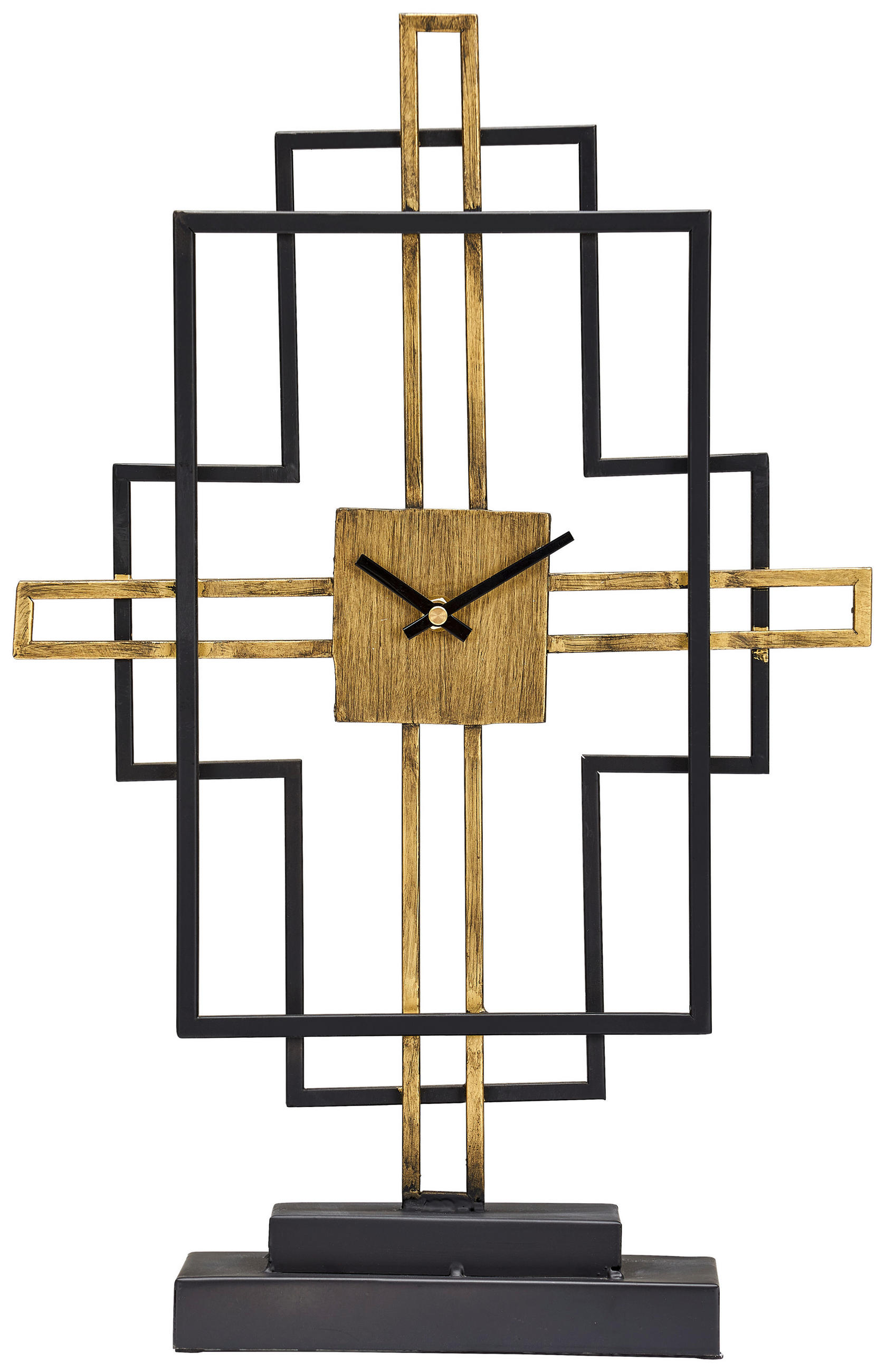 TISCHUHR Schwarz, Goldfarben 32/49,5/11 cm  - Goldfarben/Schwarz, Trend, Metall (32/49,5/11cm) - Ambia Home