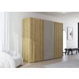 SCHWEBETÜRENSCHRANK 270/223/68 cm 3-türig Eichefarben, Fango  - Fango/Eichefarben, Design, Glas/Holz (270/223/68cm) - Novel