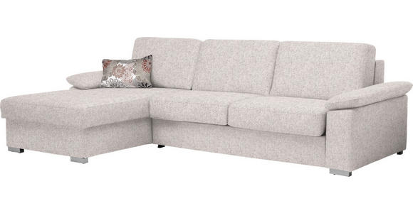 ECKSOFA in Flachgewebe Hellgrau - Chromfarben/Hellgrau, KONVENTIONELL, Textil/Metall (176/285cm) - Novel