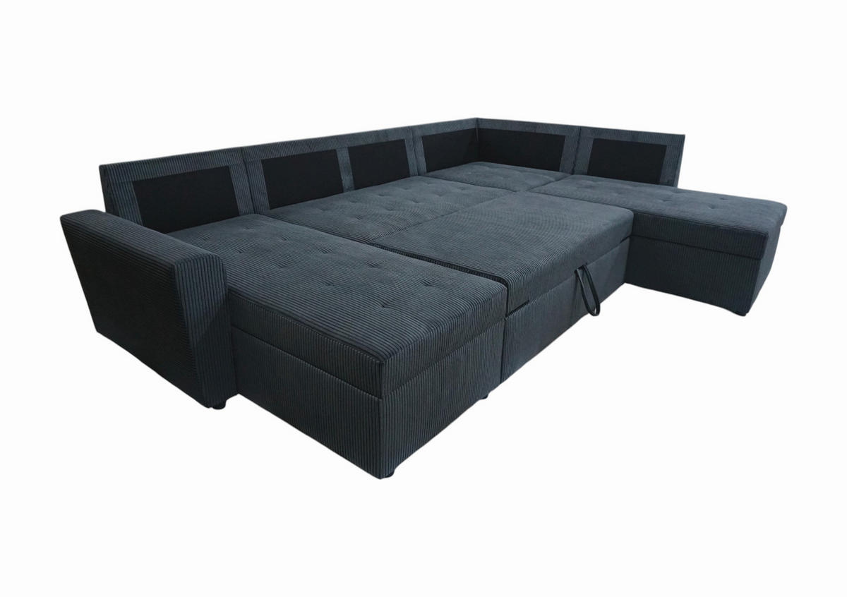 WOHNLANDSCHAFT TERMOLI Anthrazit Cord  - Anthrazit/Schwarz, Design, Kunststoff/Textil (212/297/155cm) - MID.YOU