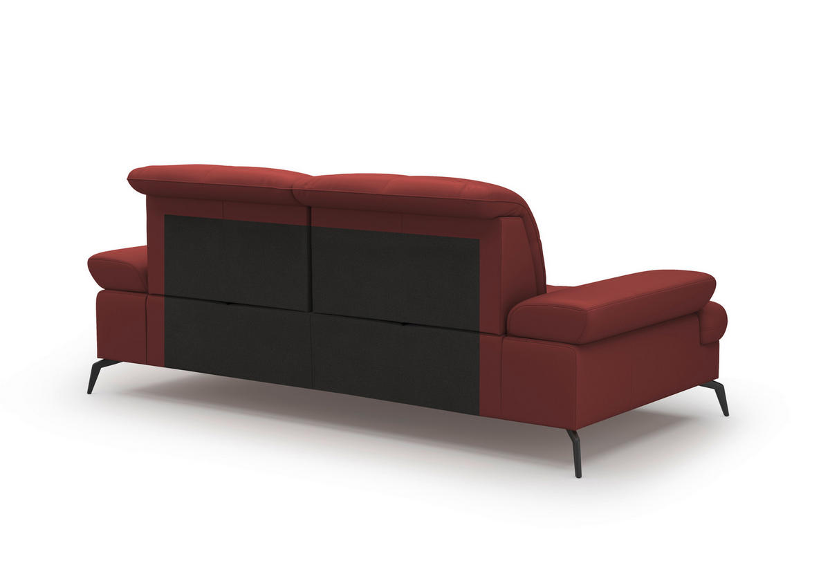 3-SITZER-SOFA in Vliesstoff Kombination Echtleder/Stoff Rotbraun  - Rotbraun/Schwarz, Konventionell, Leder/Textil (212/90/122cm) - Sit & More