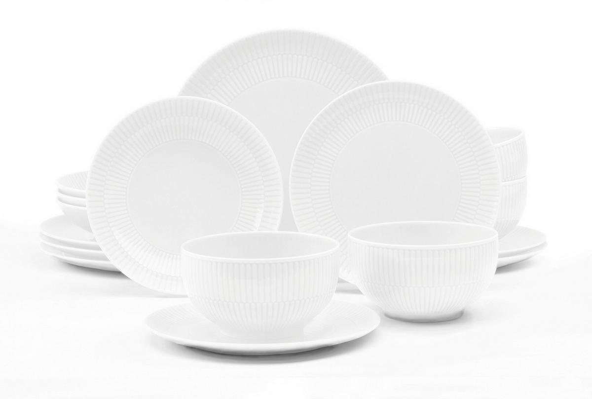 KOMBISERVICE Weiß Hochglanz Amina 16-teilig 4 Personen  - Weiß Hochglanz, KONVENTIONELL, Keramik (7,968cm) - Seltmann Weiden