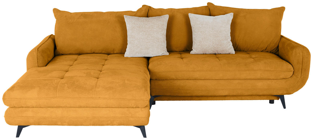 ECKSOFA WAVE Senfgelb Struktur  - Beige/Senfgelb, MODERN, Textil/Metall (189/266cm) - MID.YOU