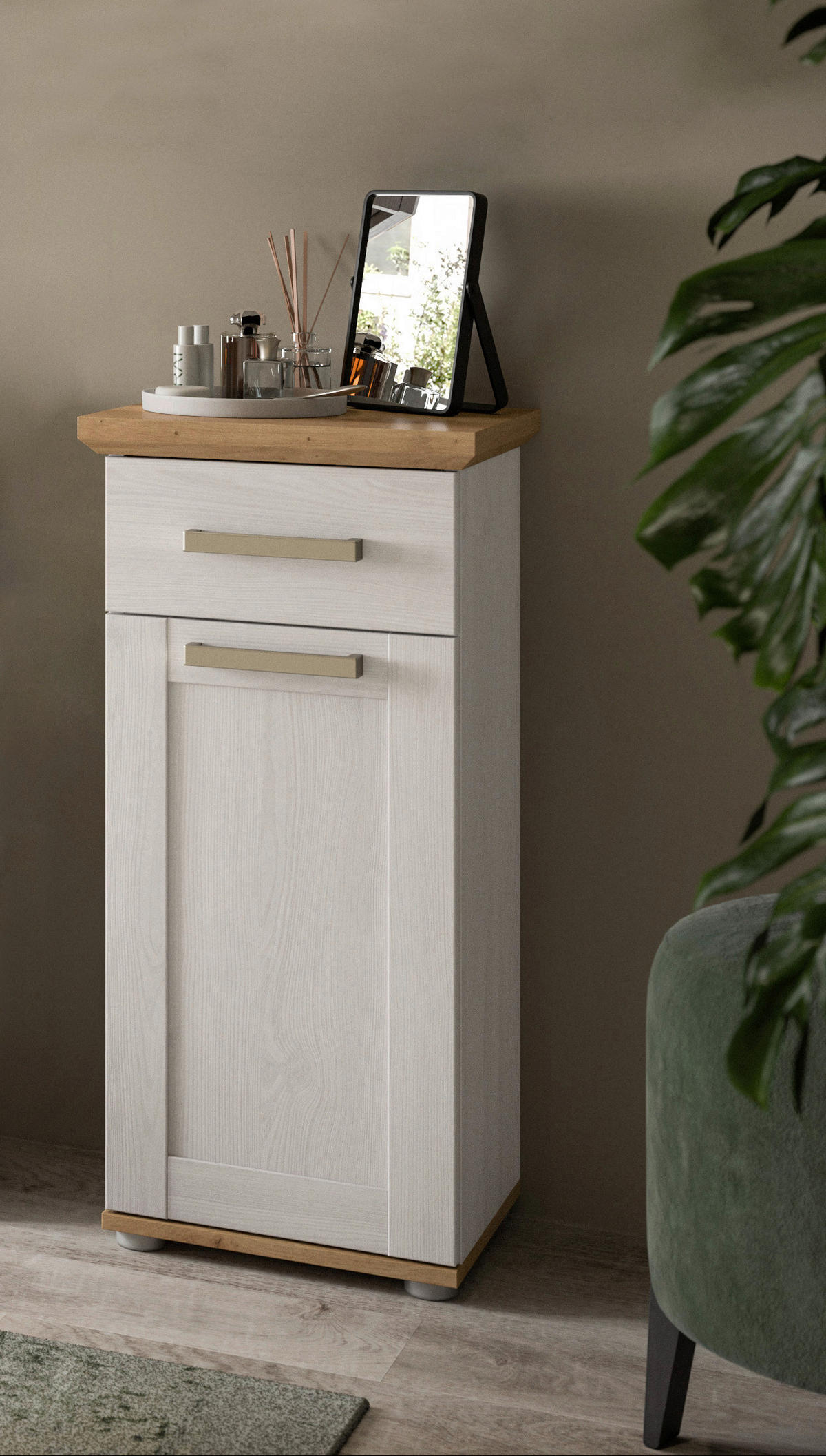 MIDI SKŘÍŇKA, barvy modřínu, dub artisan, 39/85/34 cm - barvy stříbra/barvy modřínu, Trend, kompozitní dřevo/plast (39/85/34cm) - MID.YOU