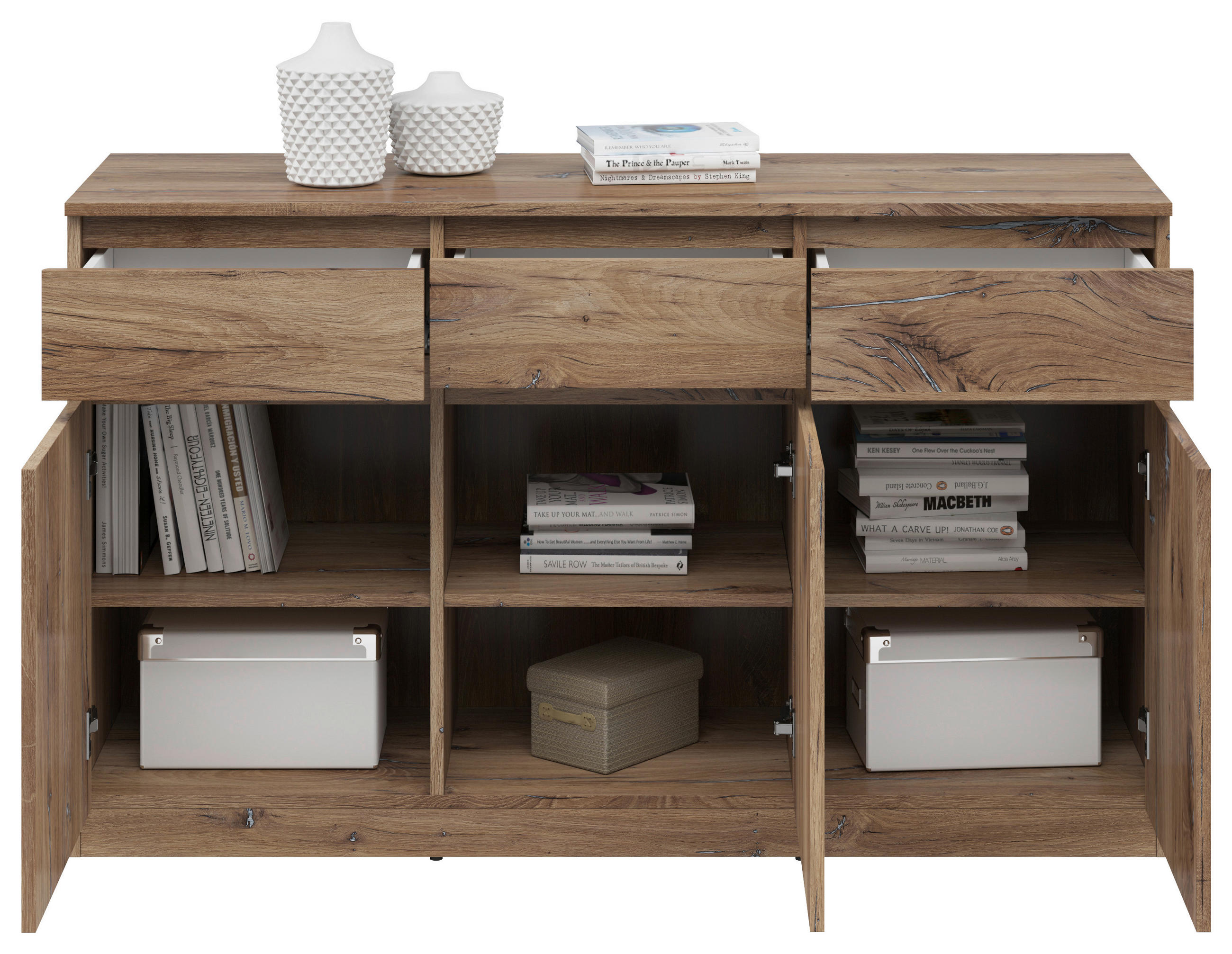 KOMMODE  in 135/81/42 cm  - Eichefarben, KONVENTIONELL, Holzwerkstoff (135/81/42cm)