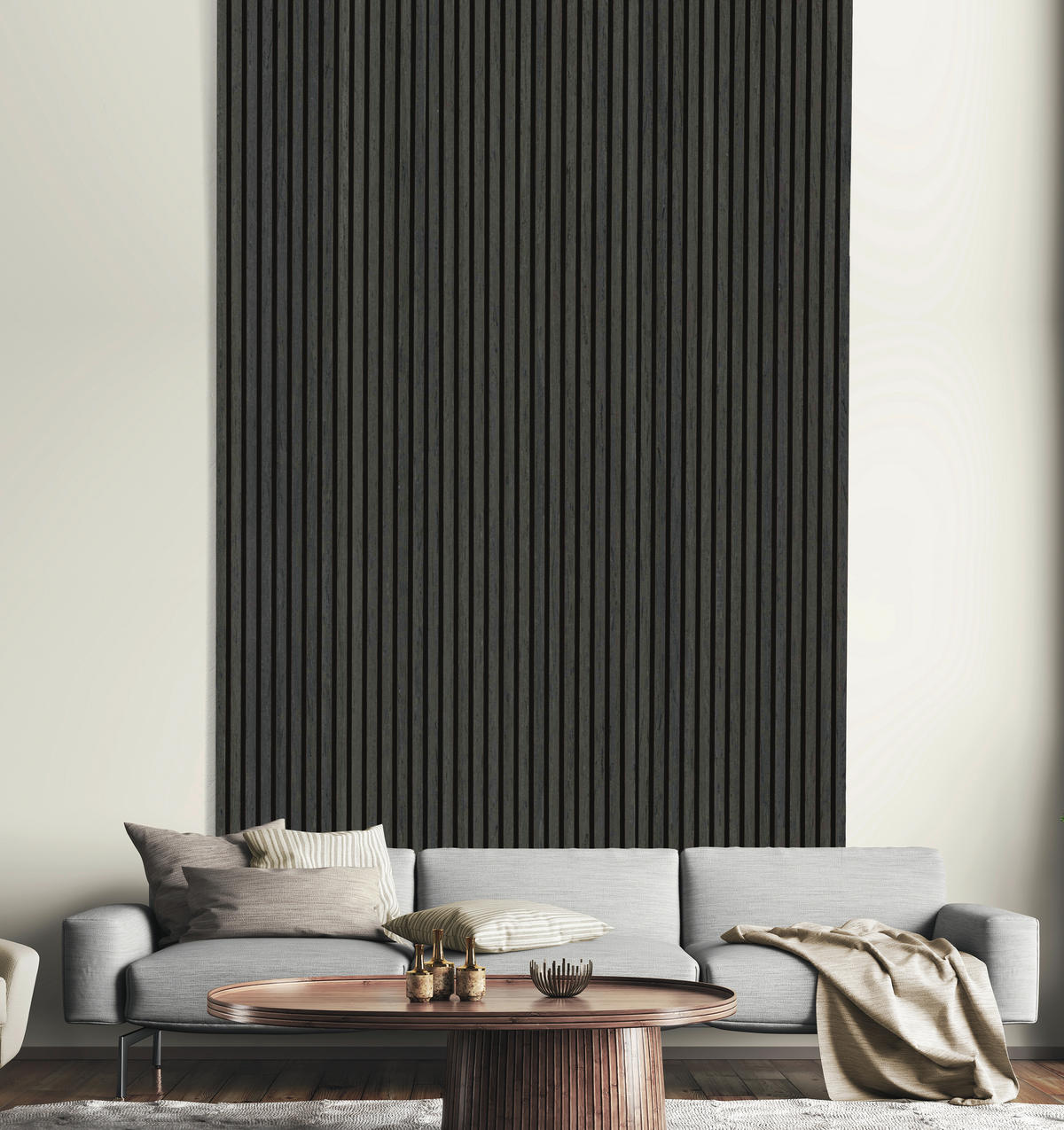 AKUSTIKPANEEL Dunkelgrau furniert 57.25/1.9/240 cm  - Dunkelgrau, KONVENTIONELL, Holzwerkstoff/Textil (57.25/1.9/240cm)