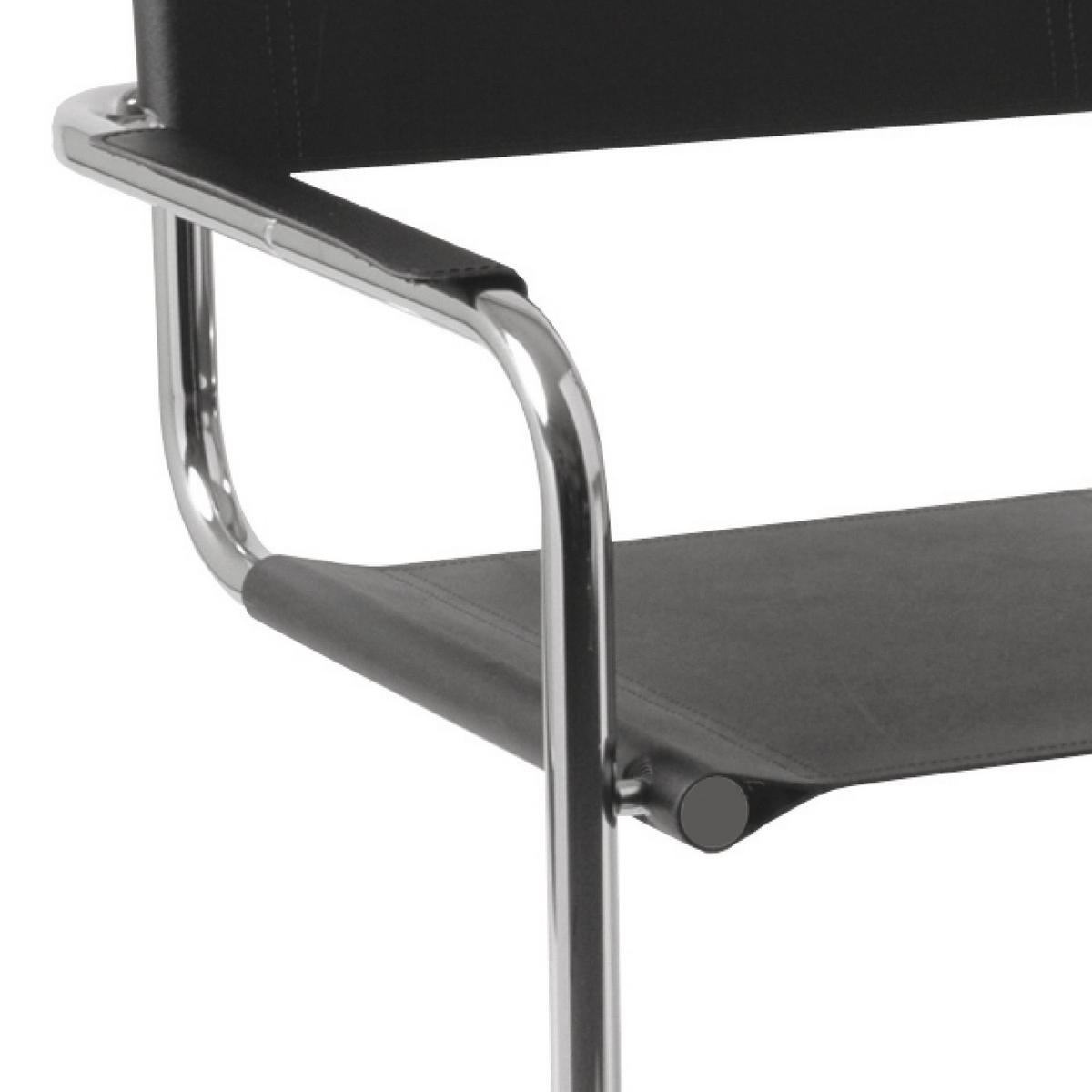 SCHWINGSTUHL  in Stahl Lederlook  - Chromfarben/Schwarz, Basics, Textil/Metall (52/81/52cm) - Livetastic