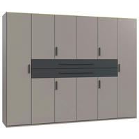 KLEIDERSCHRANK 270/208/65 cm,  in Graphitfarben, Grau, Sahara, 10 Tür(en)  - Graphitfarben/Grau, MODERN, Holzwerkstoff (270/208/65cm) - Boxxx