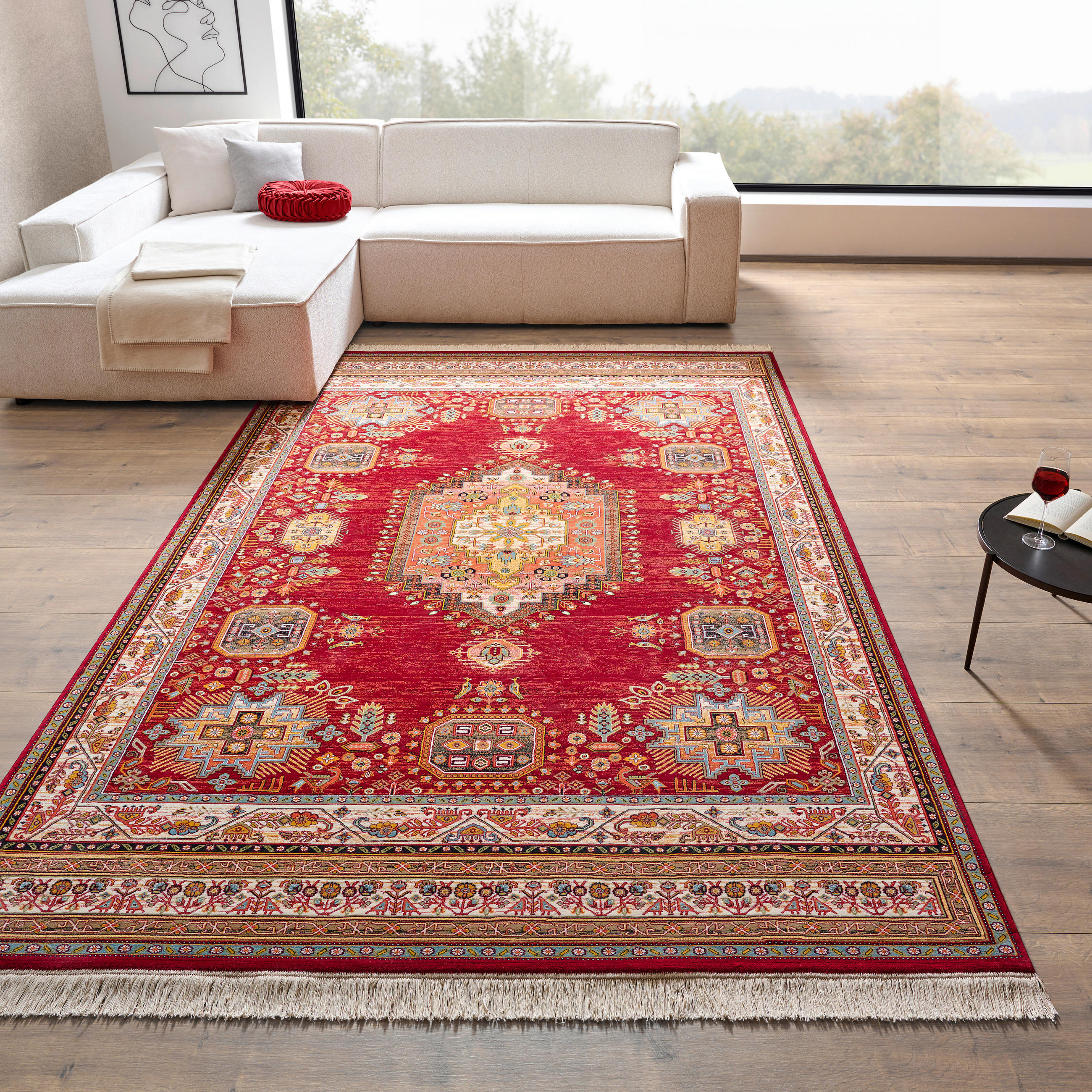 VÄVD MATTA 100/150 cm ABADEH ROT  - röd, Lifestyle, textil (100/150cm) - Cazaris
